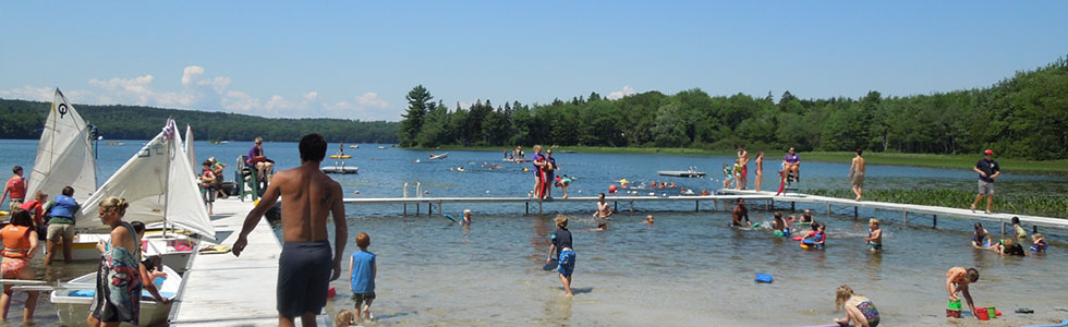 Busy waterfront at Nichols Day Camps